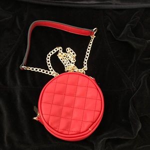 Red Mini Quilted Cross Body with Chain Strap